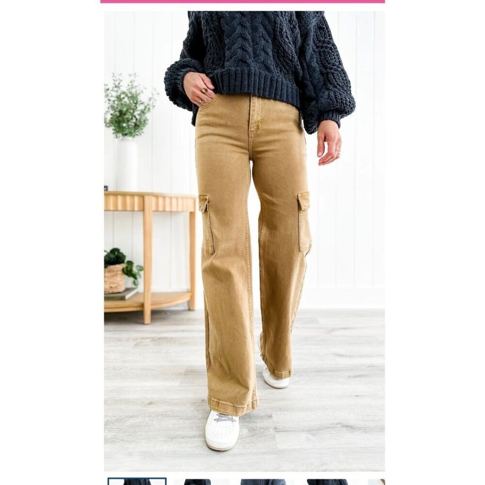 NWT Risen Cargo Wide Leg High Rise Jeans Style# FP-RDP5488 Size 15/32 - Picture 1 of 16